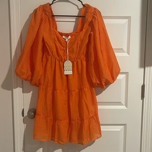 Vibrant Orange long sleeve Aline dress